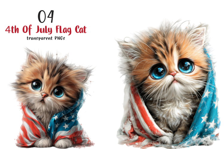 4th Of July Flag Cat Clipart