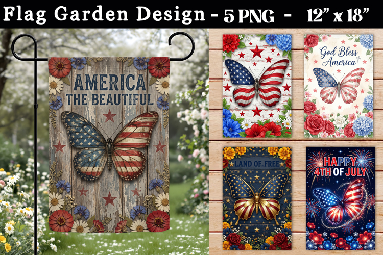 4th of July Garden Flag Design, Patriotic American Flag Butt