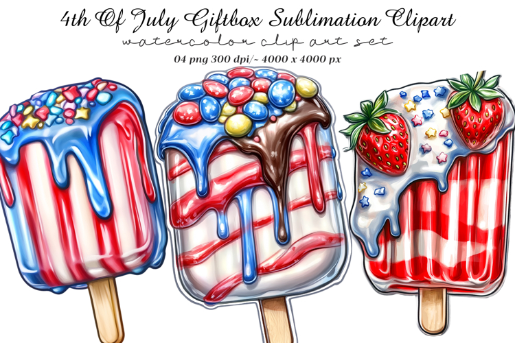 4th Of July Giftbox Sublimation Clipart