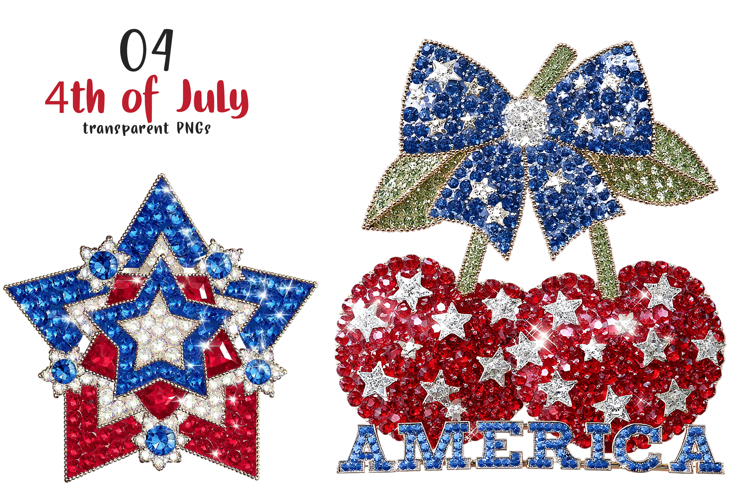 4th of July Glitter Rhinestone PNG