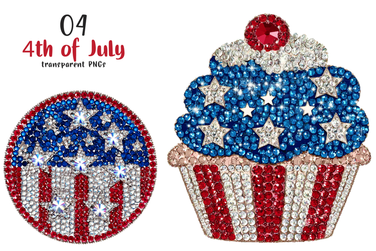 4th of July Glitter Rhinestone PNG