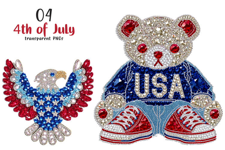 4th of July Glitter Rhinestone PNG