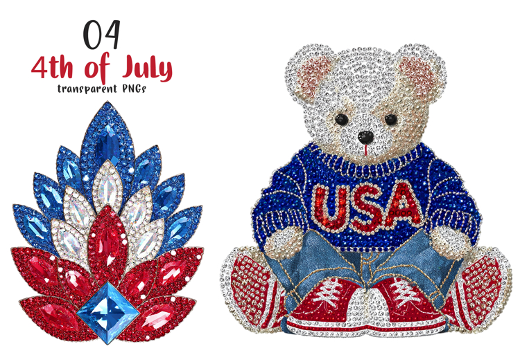 4th of July Glitter Rhinestone PNG