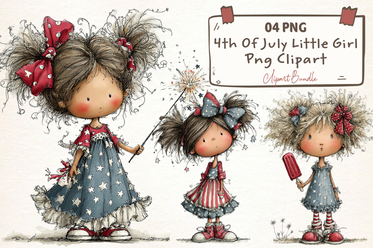 4th Of July Little Girl PNG Clipart