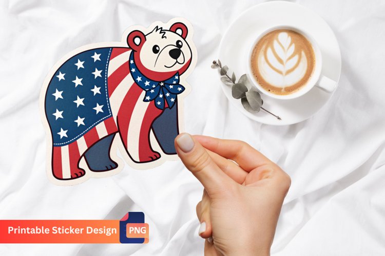 4th of July Patriotic Bear Sticker, USA Bear Decorations