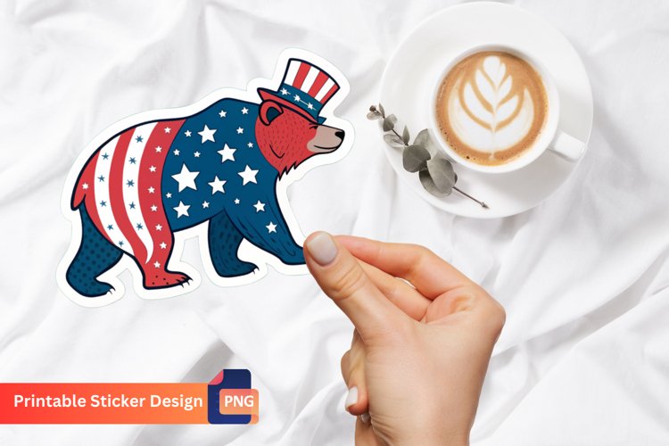 4th of July Patriotic Bear Sticker, USA Bear Decorations