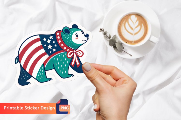 4th of July Patriotic Bear Sticker, USA Bear Decorations