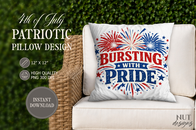 American Patriotic Pillow Design 4th of July sublimation