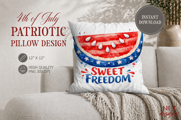 Sweet Freedom Patriotic Pillow 4th of July example image 1