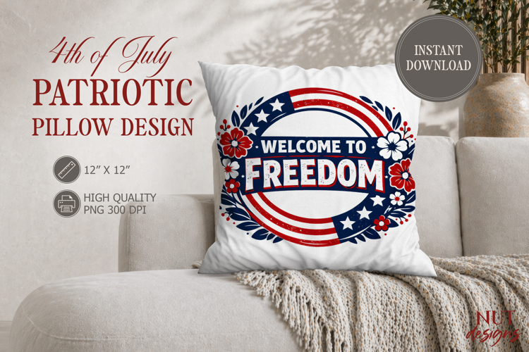 Welcome to Freedom Patriotic Pillow 4th of July pillow example image 1