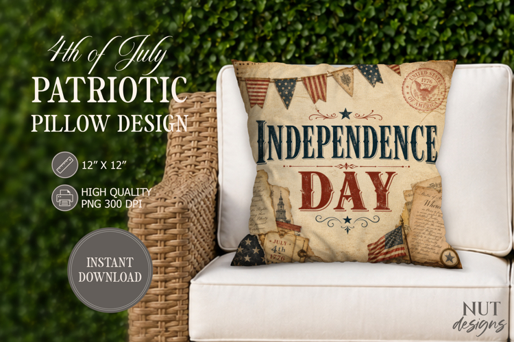 Independence Day Pillow Design Retro 4th of July sublimation