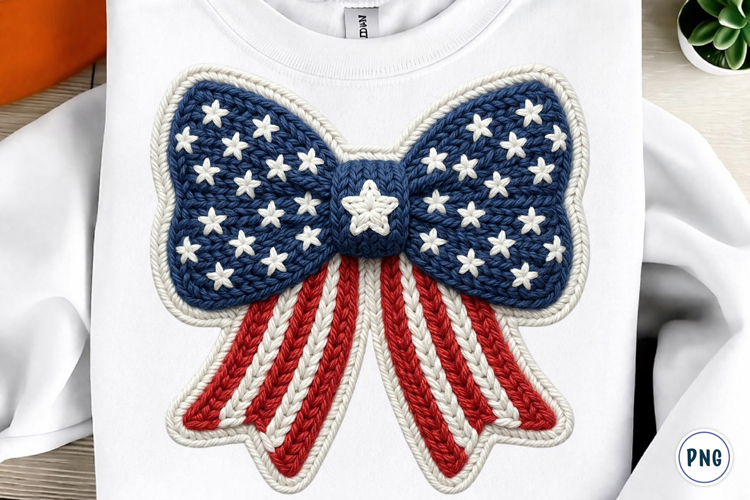 4th of July Png, Faux Yarn USA