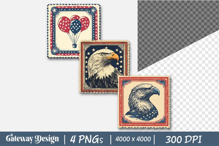 4th of july postage stamp clipart