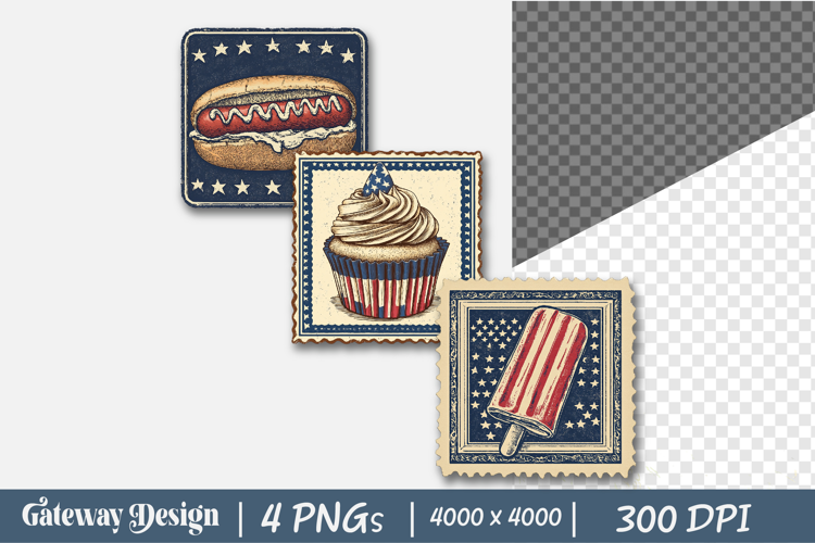 4th of july postage stamp clipart