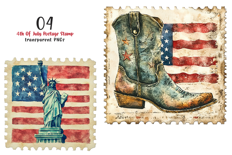 4th Of July Postage Stamp Clipart Png