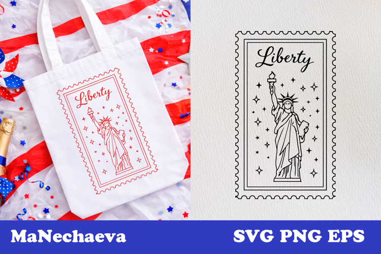 Patriotic Postal Stamp 4th of July SVG | Liberty Statue