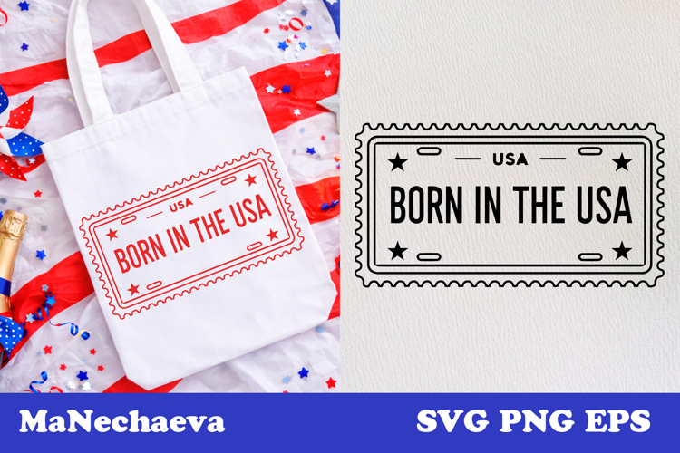 Patriotic Postal Stamp 4th of July SVG | Born in the USA