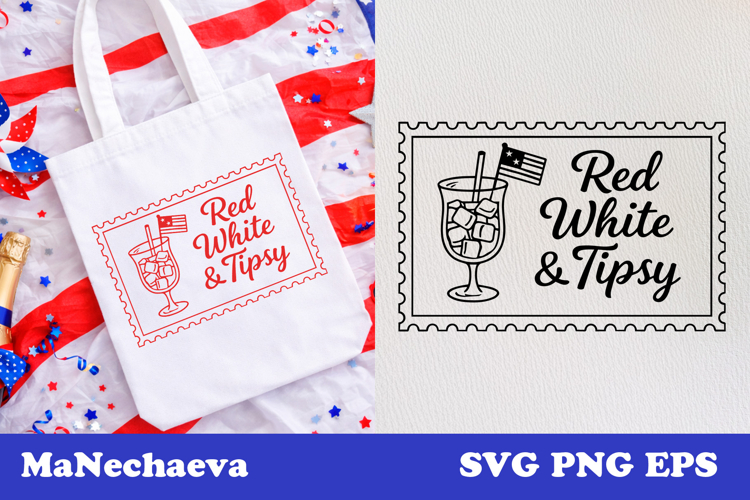 Patriotic Postal Stamp 4th of July SVG | Red White Tipsy