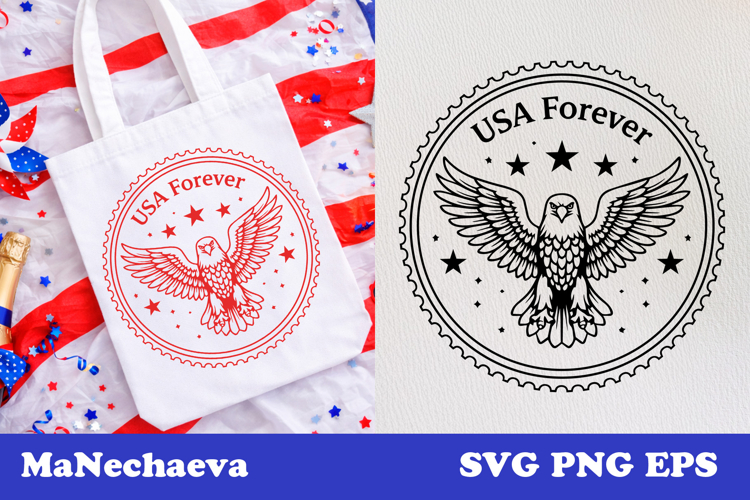 USA Forever SVG | Patriotic Eagle Stamp