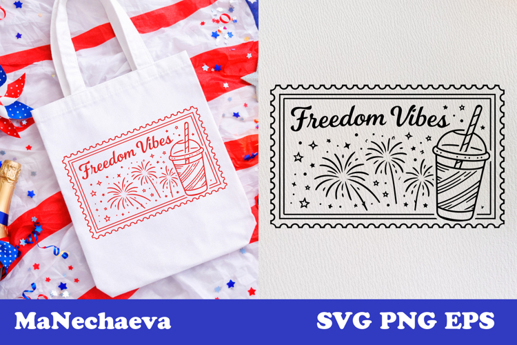 Patriotic Postal Stamp 4th of July SVG | Freedom Vibes