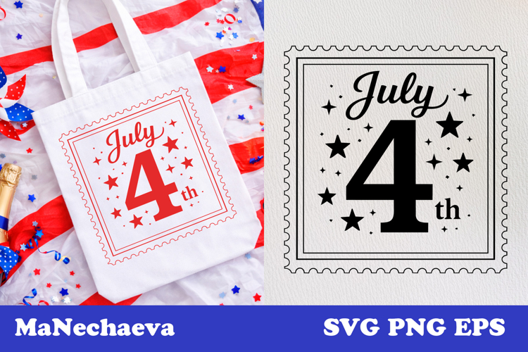 Patriotic Postal Stamp 4th of July SVG | July Fourth