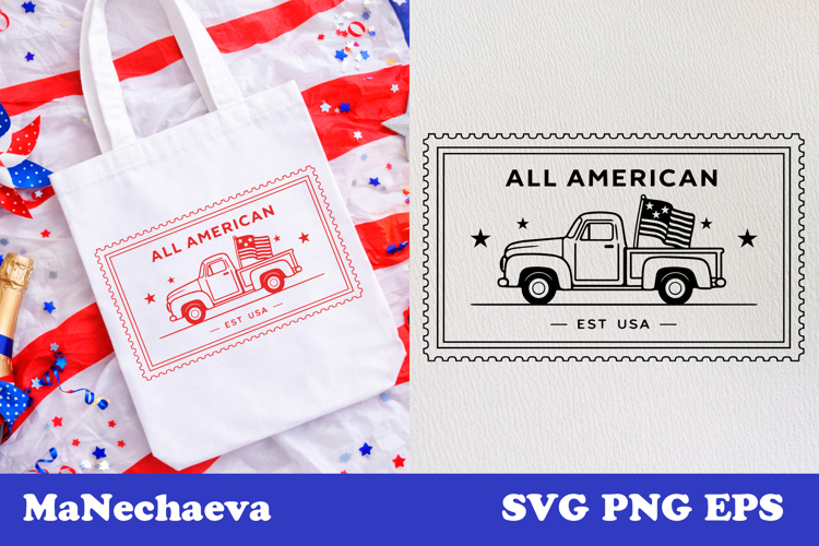 Patriotic Postal Stamp 4th of July SVG | All American