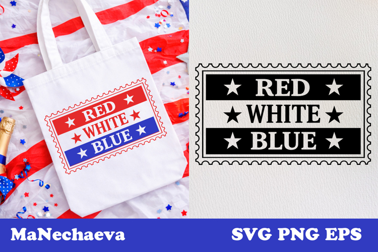 Patriotic Postal Stamp SVG 4th of July | Red White Blue