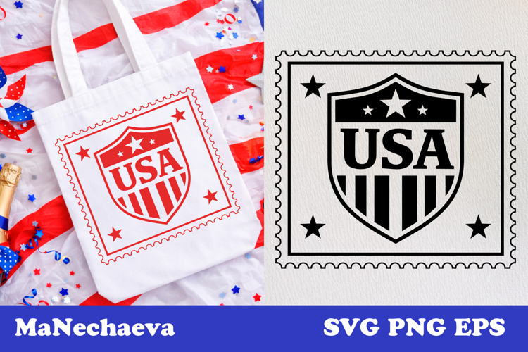 Patriotic Postal Stamp SVG 4th of July | USA Shield Design