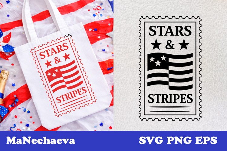 Patriotic Postal Stamp SVG 4th of July | Stars and Stripes