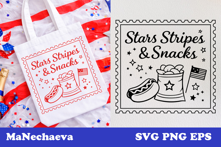 Patriotic Postal Stamp SVG 4th of July | Stars Stripes Snack