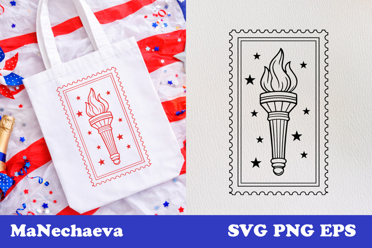 Patriotic Postal Stamp SVG 4th of July | Liberty Torch