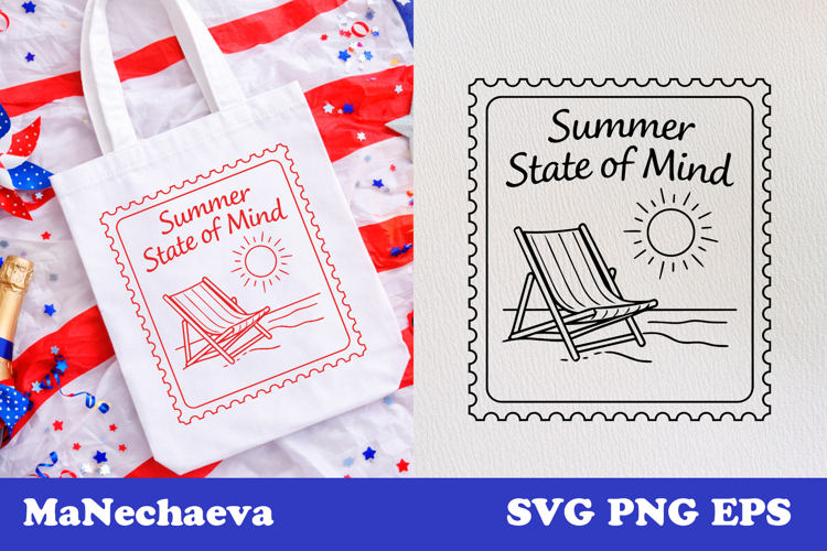 Summer State of Mind SVG Patriotic Postal Stamp 4th of July