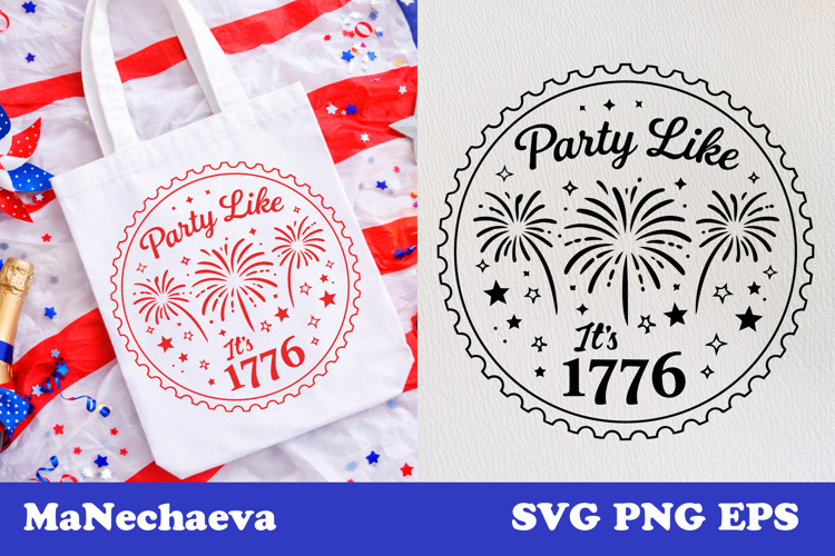 Patriotic Postal Stamp 4th of July SVG | Party Like 1776