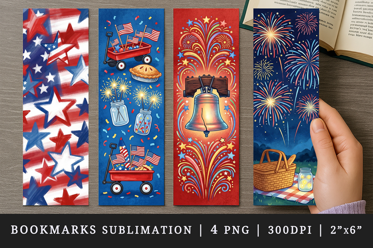 4th of july bookmarks printable sublimation bookmark design example image 1