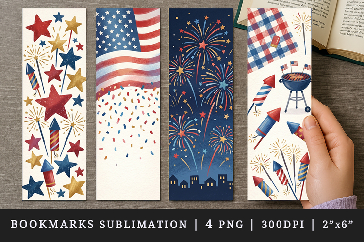 4th of july bookmarks printable sublimation bookmark design example image 1