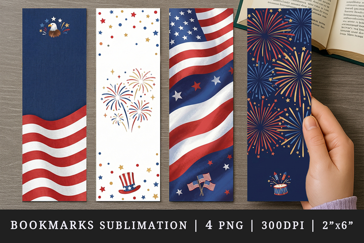 4th of july bookmarks printable sublimation bookmark design example image 1