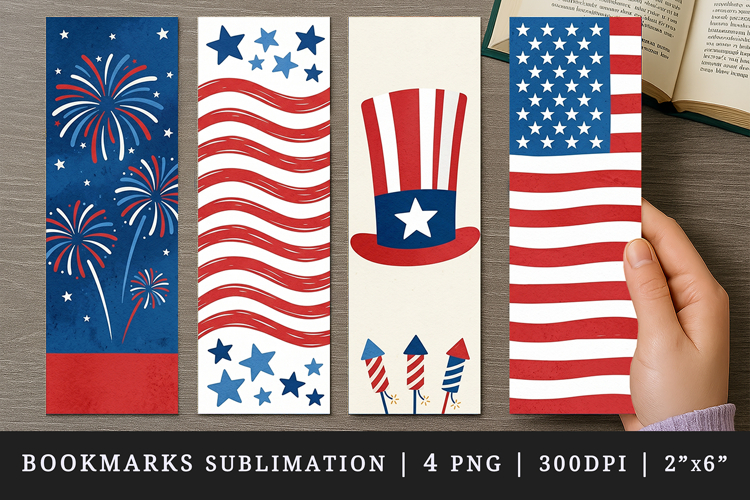 4th of july bookmarks printable sublimation bookmark design example image 1