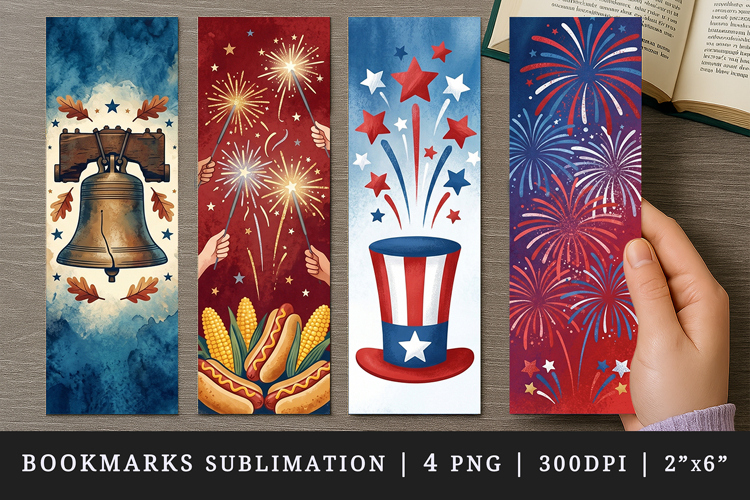 4th of july bookmarks printable sublimation bookmark design example image 1