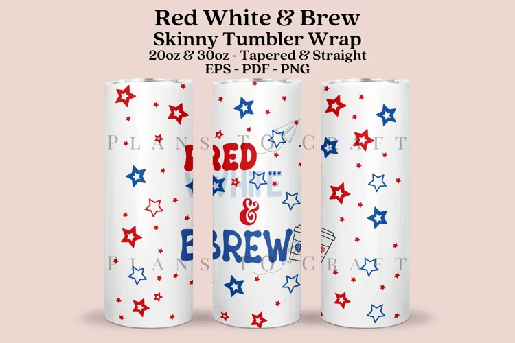 Red, White, Brew Skinny Tumbler Sublimation Wrap