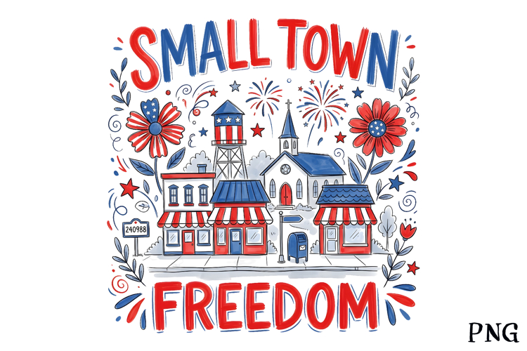 4th of July Small Town Freedom PNG