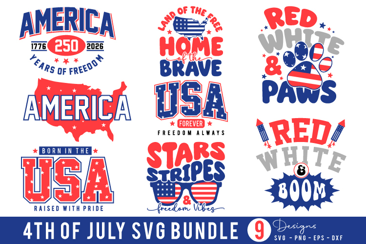 4th of July SVG Bundle | USA Patriotic Cut Files Clipart PNG