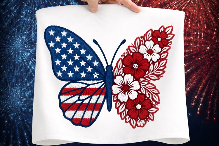 4th of July Png, American Flag Butterfly