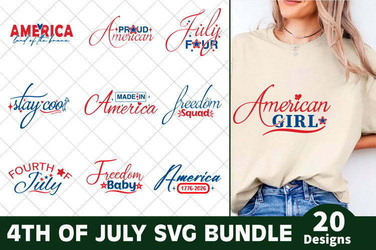 4th of July SVG Design Bundle, 20 Designs