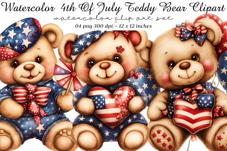 4th Of July Teddy Bear Clipart