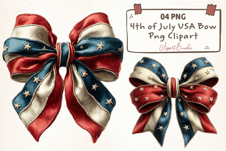 4th of July USA Bow PNG Clipart