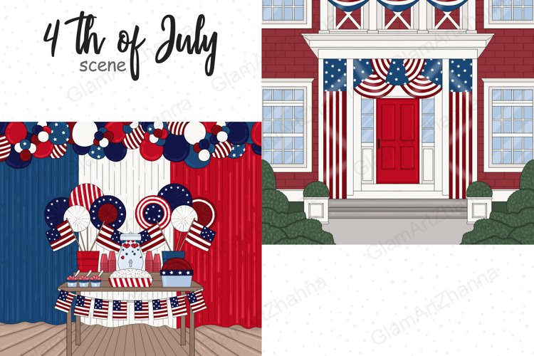 4th of July Dark GLITTER Independence Day Stickers - JPEG