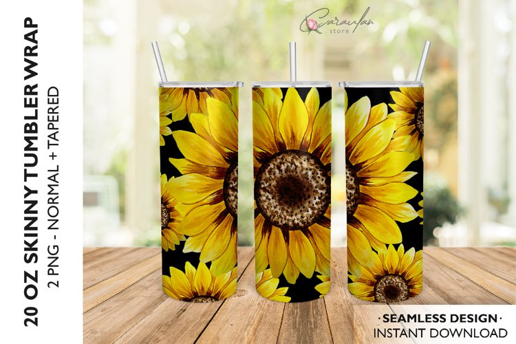 Sunflower Tumbler Sublimation Design, 20 OZ Skinny Tumbler