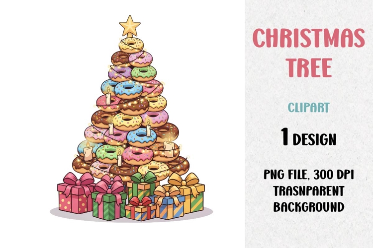 Donuts Christmas Tree, Clipart, PNG