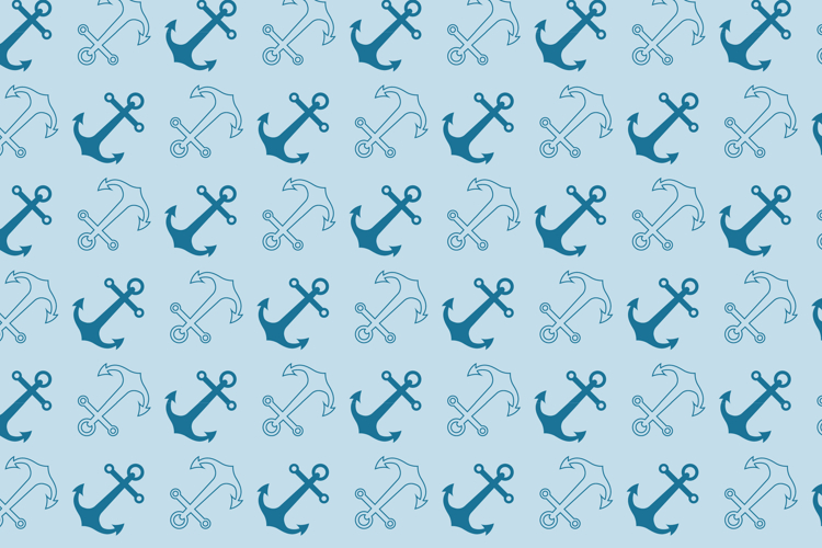 Seamless Blue Nautical Anchor Pattern Vector Background