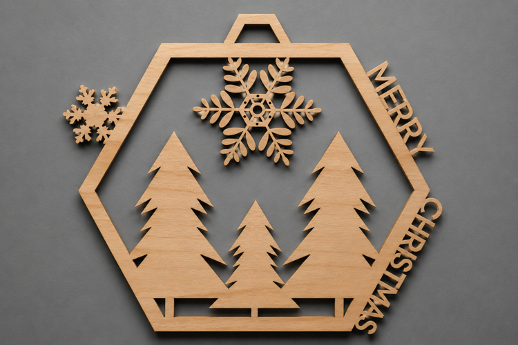Merry Christmas Wooden Tree Ornament